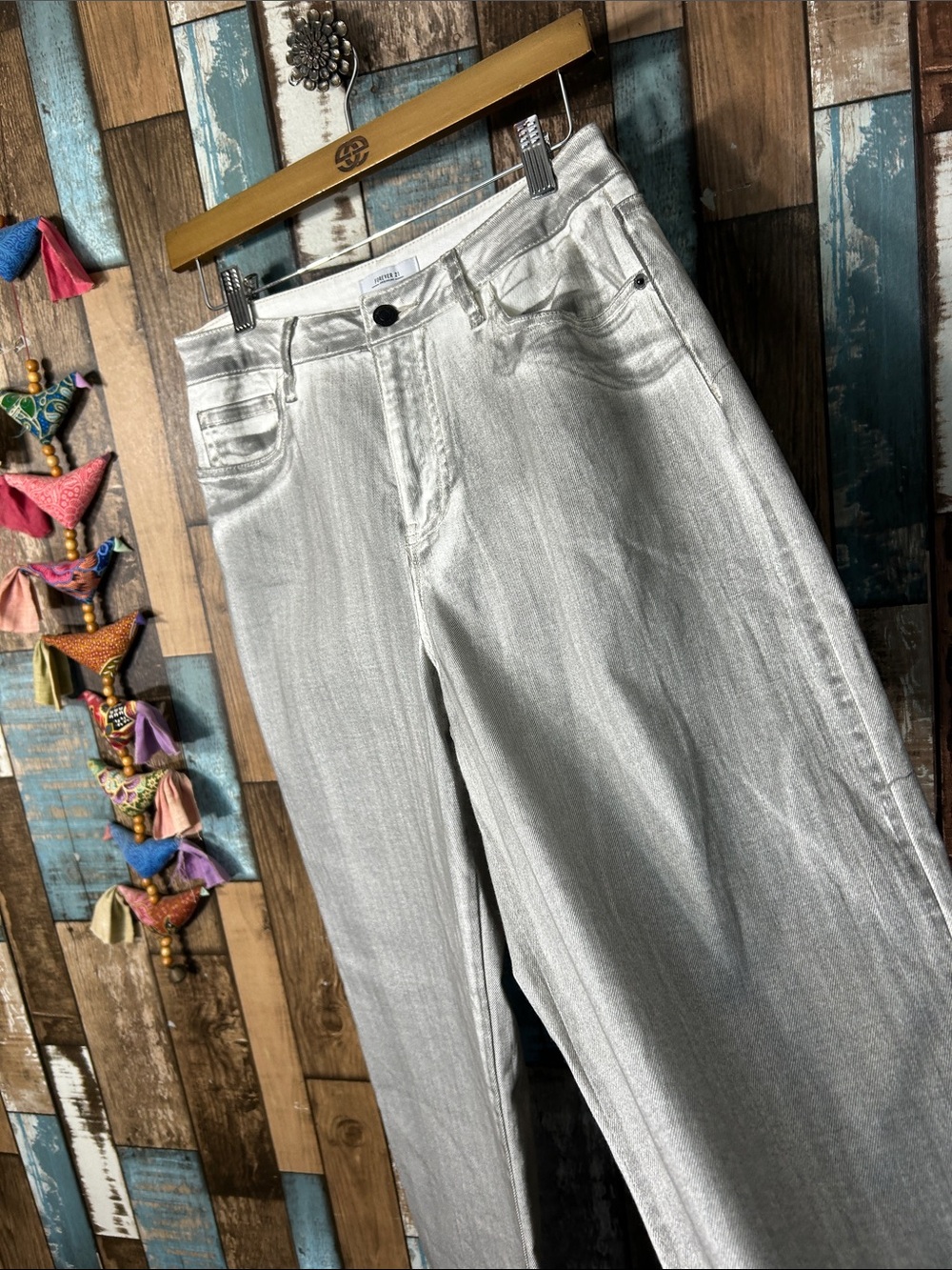 Forever 21 Light Gray Wide Leg Jeans — High Rise Flare - Picture 10 of 16